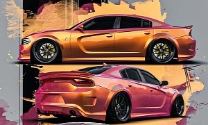 Purple and Orange, Slammed Dodge Charger Is Not Real, Unlike Its WCC Widebody Kit