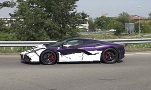 Purple LaFerrari One-Off Spotted Driving around Maranello Factory before Delivery