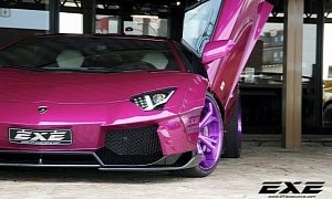 Purple Lamborghini Aventador with Liberty Walk Kit for the Japanese Joker
