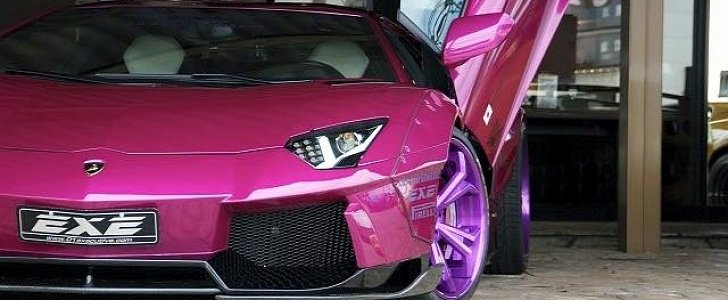 Purple Lamborghini Aventador with Liberty Walk Kit for the Japanese Joker -  autoevolution