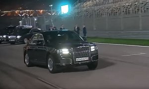 Putin Takes Egyptian President For a Spin in His Aurus Senat on The F1 Track