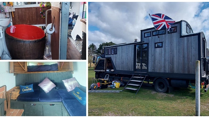 Old railway cattle car is now Queenie, a cozy and comfy home on wheels 