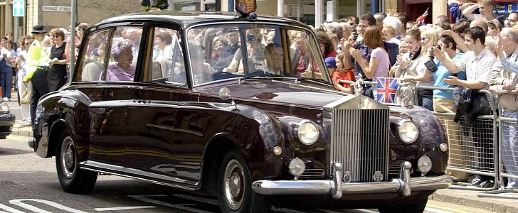 The Queen in the 1950 Rolls-Royce Phantom IV State Landaulette