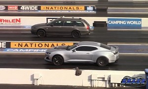 Quirky MG ZT Wagon Drags Chevy Camaro ZL1, Pulls Supercharged Coyote Surprise
