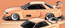 R32 Nissan Skyline GT-R Looks so Digitally Peachy When Slammed and Widebody