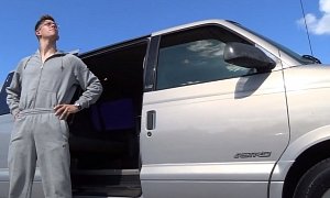 Race Car Driver Does Burnouts with Chevy Astro Van to Create Music Video