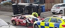 Racing Ferrari Knocks Over Parked Range Rover in Crash Like “an Explosion”