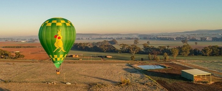 Anton Kerr's hot air balloon is inspired by the iconic Boxing Kangaroo symbol
