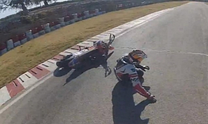 Racing Scooter Runs Supermoto Rider Over