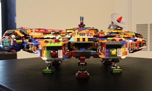 Rainbow Colored LEGO Millennium Falcon Built from Scratch