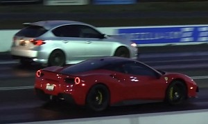 Rally-Bred Subaru WRX STI Drag Races Ferrari 488, Finds Out What Supercars Are Made Of