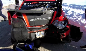 Rally Car Finishes Second After Having Hit a Pole