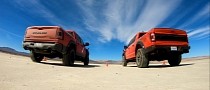 Ram 1500 TRX Drag Races Ford F-150 Raptor 37 on a Dry Lake Bed, Smackdown Ensues