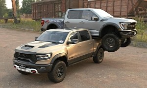 Ram 1500 TRX Side-Loads the Ford Raptor R Without Even Breaking a CGI Squat