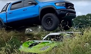 RAM TRX Jumping Over Dodge Viper ACR Is the Definition of a Nail-Biting Moment