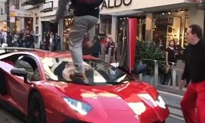 UPDATE: Random Guy Jumps On Lamborghini Aventador SV in San Francisco