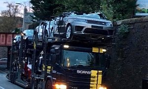 Range Rovers Crushed as Car Transporter Passes Under Low Bridge