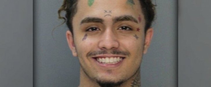 Lil Pump's mug shot after he was arrested in Miami for driving without a license