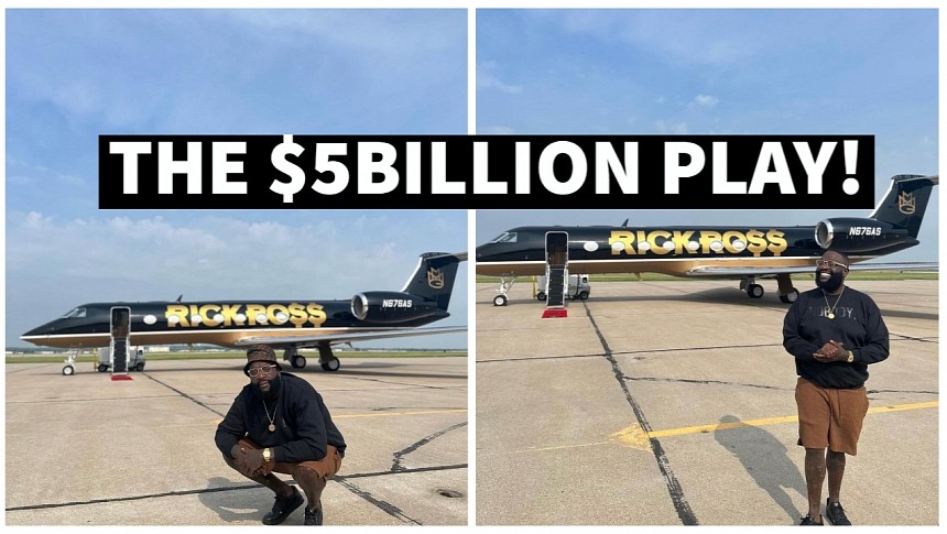 Rick Ross shows off his Gulfstream G550 private jet, with a custom paintjob
