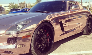 Rapper Tyga Wraps His SLS AMG in Rose Gold
