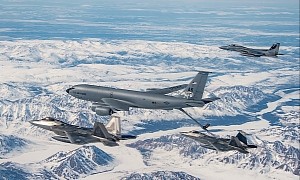 Raptors and Eagles Chase Stratotanker, They’re Cold and Hungry for Fuel