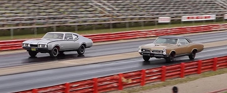 1968 Hurst/Olds vs. 1967 Pontiac GTO drag race