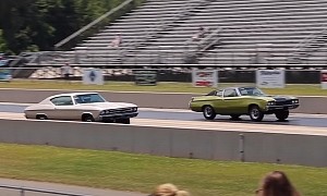 Rare 1969 Chevrolet COPO Chevelle Drag Races 1971 Buick GS, It's a Close One