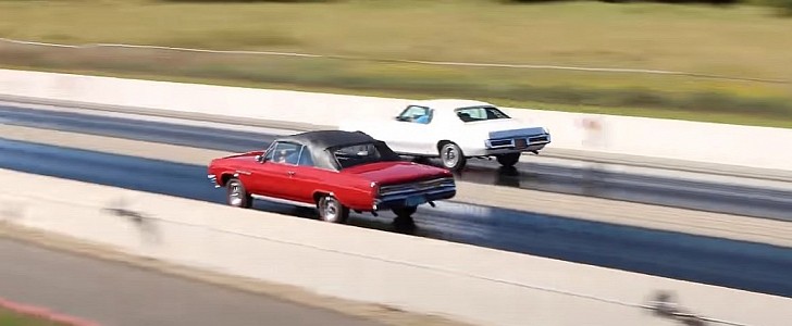 1969 Pontiac Grand Prix vs 1965 Buick Skylark drag race