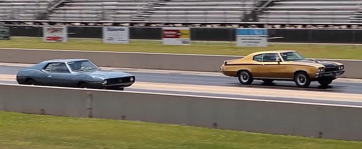 1972 Buick GSX vs 1971 AMC Javelin drag race