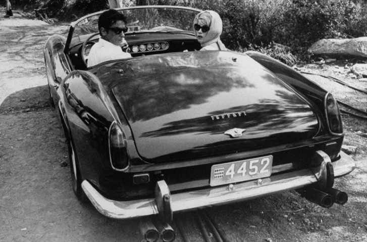 Alain Delon and Jane Fonda in Ferrari 250GT SWB California Spider