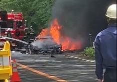 Rare Ferrari F40 Burns Down to a Crisp on the Hakone Turnpike in Japan
