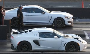Rare Shelby GT350 Drags Rarer Lotus, Someone Said Muscle vs. Sports Car Brawl?