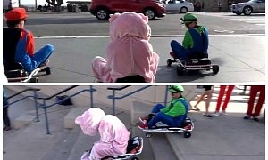Real-Life Mario Kart Players Split Lanes, Jump Stairs in Santa Monica