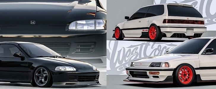 Honda Civic Hatchback Full Send Custom real vs imaginary renderings by musartwork