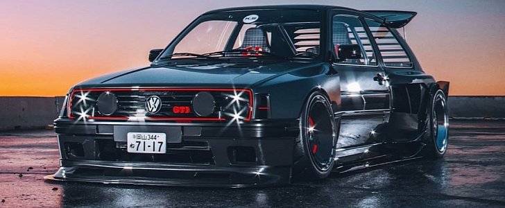 Rear-Engined VW Golf GTI rendering becoming Live To Offend real-world kit