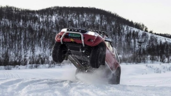 Jumping Toyota Hilux