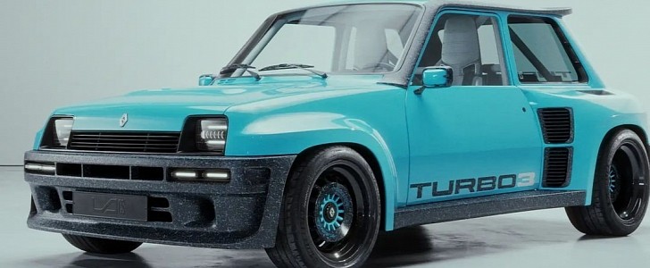 Renault 5 Turbo restomod Legende Turbo3 recycled pop art rendering 