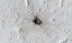 Recent Mars Impact Crater Looks Like a Cigarette Burn