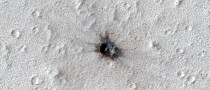 Recent Mars Impact Crater Looks Like a Cigarette Burn