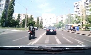Reckless Rider Crashes into Reckless Pedestrian