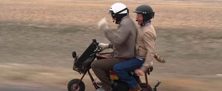 The Dumb and Dumber mini bike roadtrip from Nebraska to Aspen is replicated by motorcycle journos, almost as hilarious as the OG version 