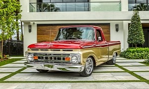 Red and Gold 1964 Ford F-100 Truck Packs Big-Block Muscle, Sounds Menacing