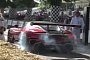 Red Aston Martin Vulcan Does Burnout at Goodwood Hill
