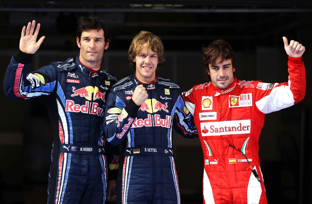 Mark Webber, Sebastian Vettel and Fernando Alonso in China