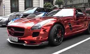 Red Chrome Mercedes SLS Spotted in London