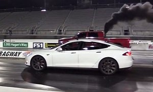 Red Cummins Truck Smokes a Lot, Takes on Audi S7, Honda S2000 with LSX and Tesla