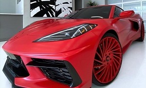 Red Forgiato Ventoso Alloys Look Spot On for Matte Red 2020 Chevrolet Corvette