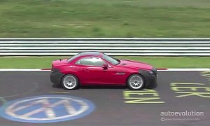 Lightly Camouflaged Red 2017 Mercedes-Benz SLC Tearing the Nordschleife Apart