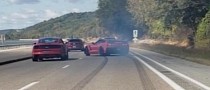 Red Chevy Corvette Epically Spins-Out While Failing to Impress Red Mustang