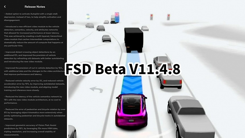 Tesla FSD Beta V11.4.8 leaked release notes